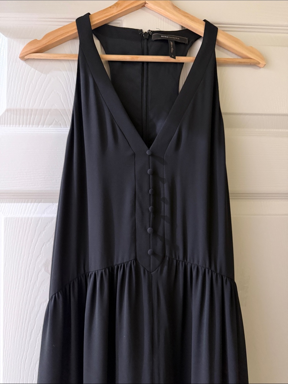 BCBGMaxAzria Black Maxi Dress with Front Button Detail